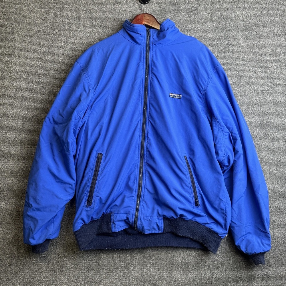 Vintage Eddie Bauer Jacket Mens 2XLT Blue Fleece Lined Bomber Made USA - Picture 1 of 11
